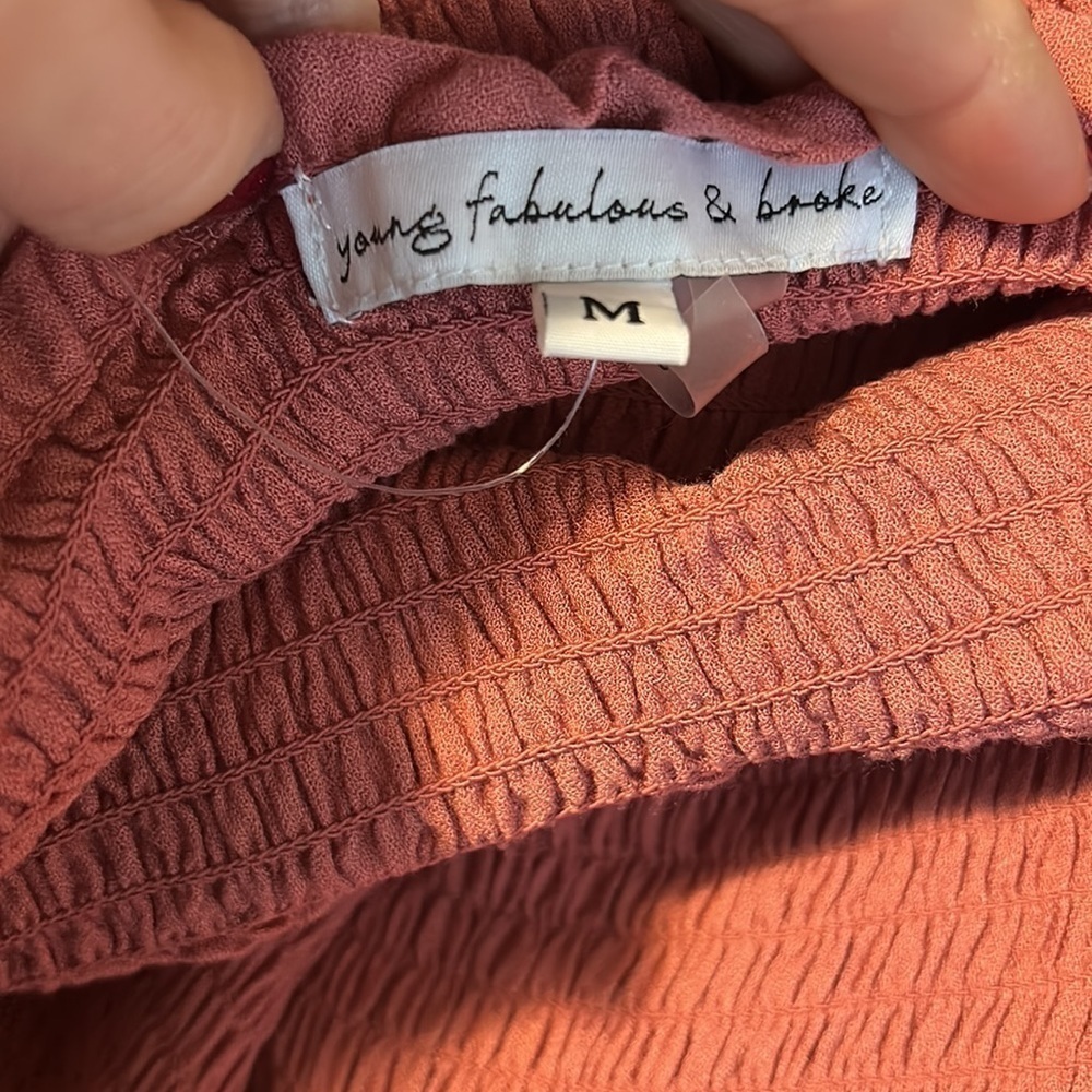 Young Fabulous & Broke maxi mauve smocked off the shoulder‎ maxi dress M Long - Picture 6 of 6